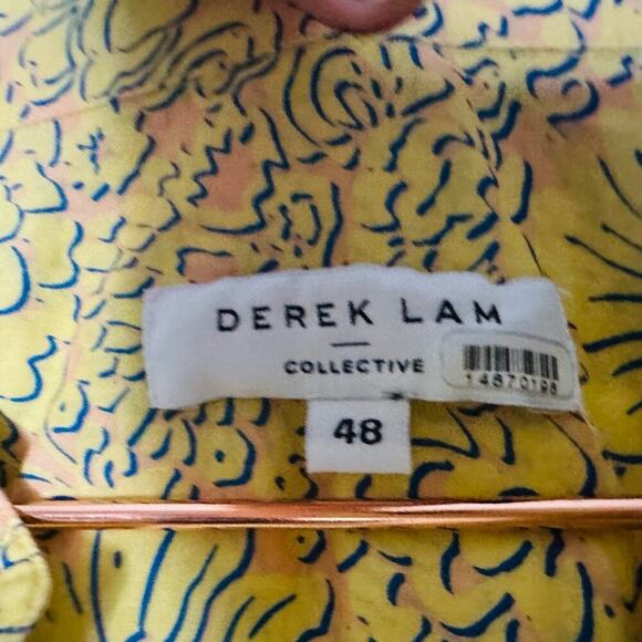 DEREK LAM COLLECTIVE Paisley Yellow Floral Puff Sleeves Flared Hemline Dress 48 - Picture 5 of 12